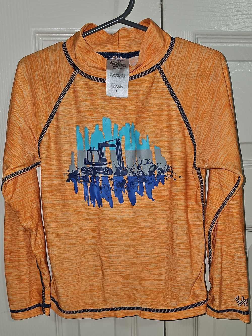 Orange Boys' Construction Graphic Rash Guard